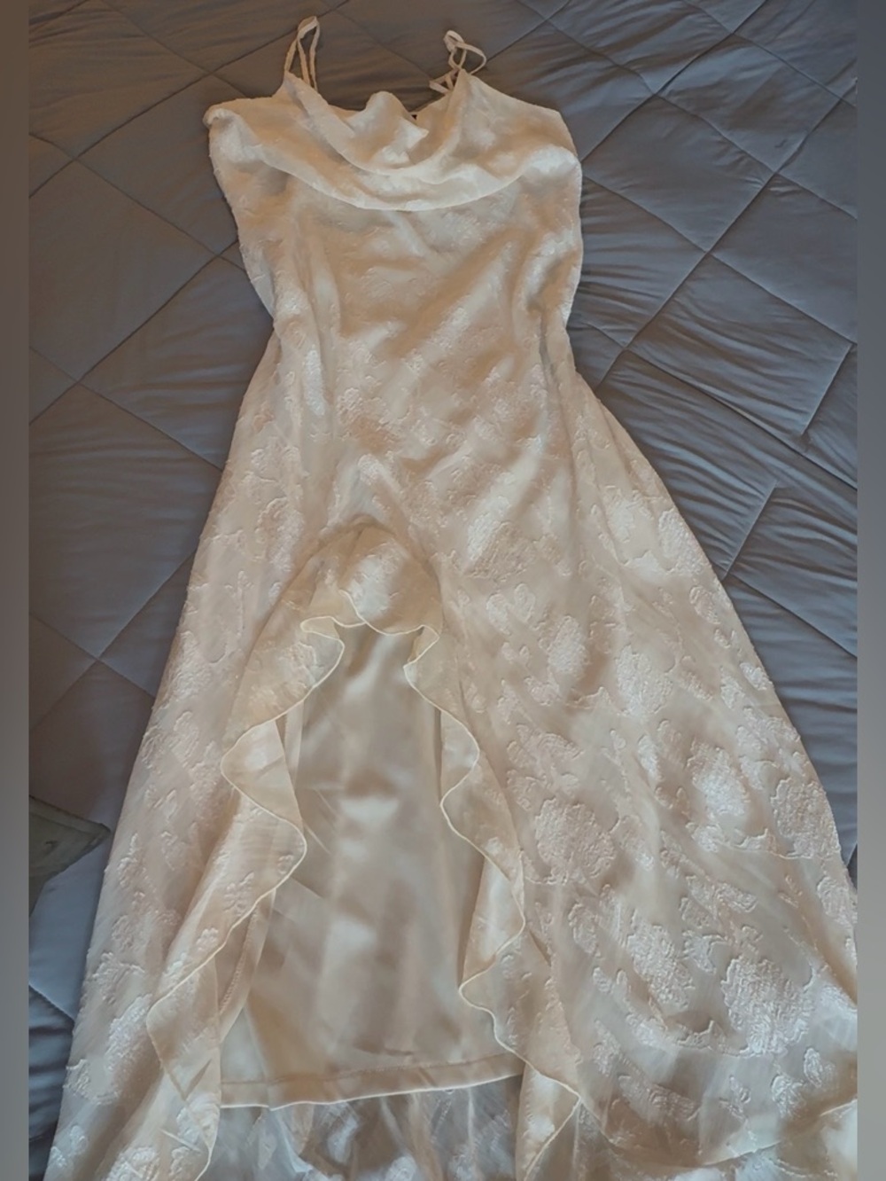 Ivory Lace High-Low Slip Dress